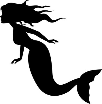 Mermaid silhouette swimming


