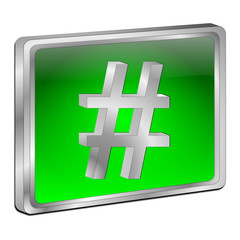 Hashtag Button - 3D illustration