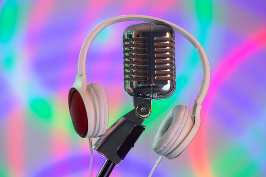 Music microphone for singing on a colored background
