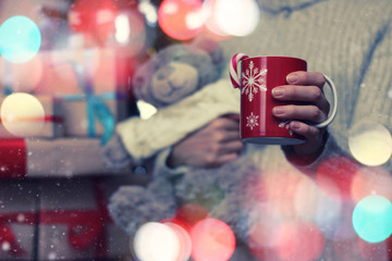 cup hand teddy bear gift