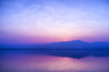 Lake sunset in Thailand.