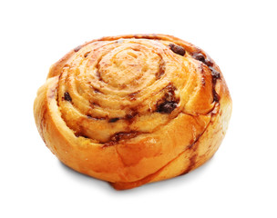 Sweet tasty bun isolated on white