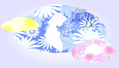 Fototapeta na wymiar Silhouette of expectant mother in a cloud of flowers. EPS10 vector illustration.