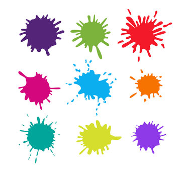 Collection of paint splash. Vector set  brush strokes. Isolated on white background