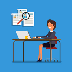 Fototapeta premium Business woman choosing person for hiring. 