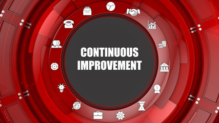 Continuous improvement continuous improvementconcept image with business icons and copyspace.