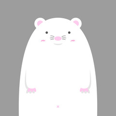 cute big fat white mouse on gray background