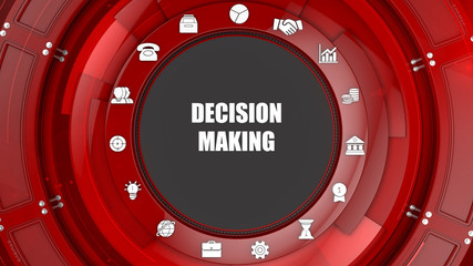 Naklejka premium Decision making concept image with business icons and copyspace.