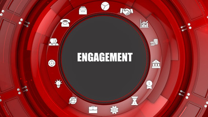 Engagement concept image with business icons and copyspace