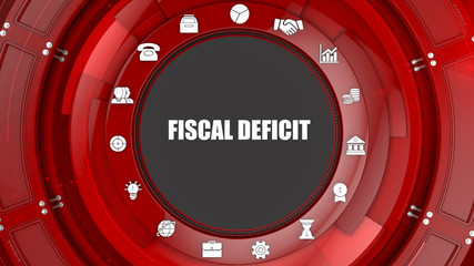 Naklejka premium Fiscal deficit concept image with business icons and copyspace.