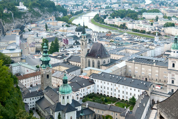 Fototapeta na wymiar Birds Eye View of the City of Salzburg Austria