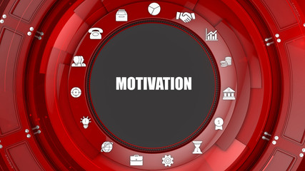 Motivation concept image with business icons and copyspace.