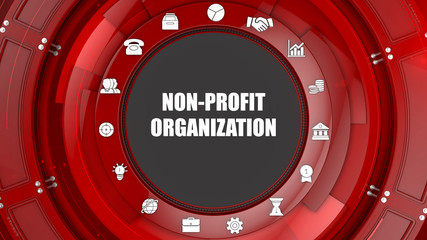 Non-profit organization  concept image with business icons and copyspace.