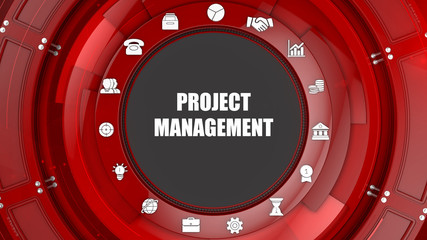 Project Management concept image with business icons and copyspace.
