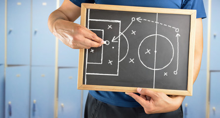  soccer tactics drawing on chalkboard