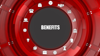 Benefits concept image with business icons and copyspace