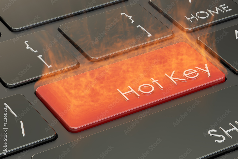 Poster hot key on keyboard, 3d rendering
