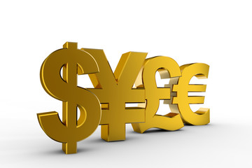 currency signs 3d illustration