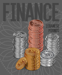 Lebanon Pounds Coins Stacks Cover Poster Design