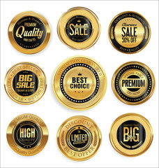 Golden retro vintage badges collection