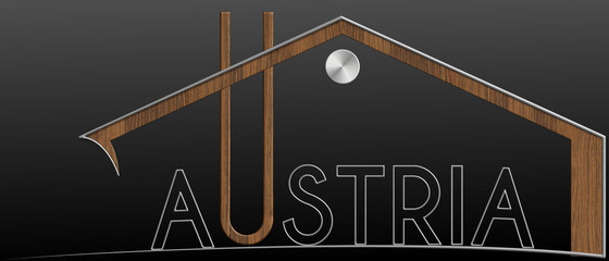 Austria con profilo edificio metallo e legno