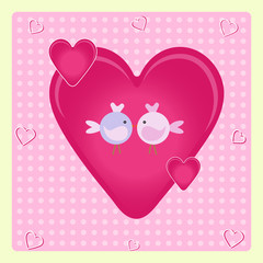 Two cute birds. I love you colorful graphic design