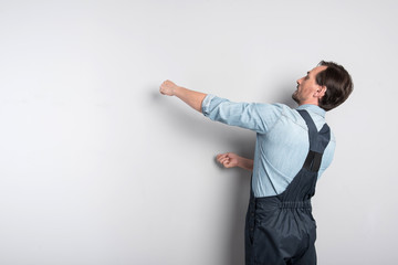 Pleasant man involved in work