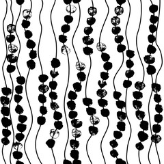 Abstract waved lines and dots vector seamless pattern. Grunge texture