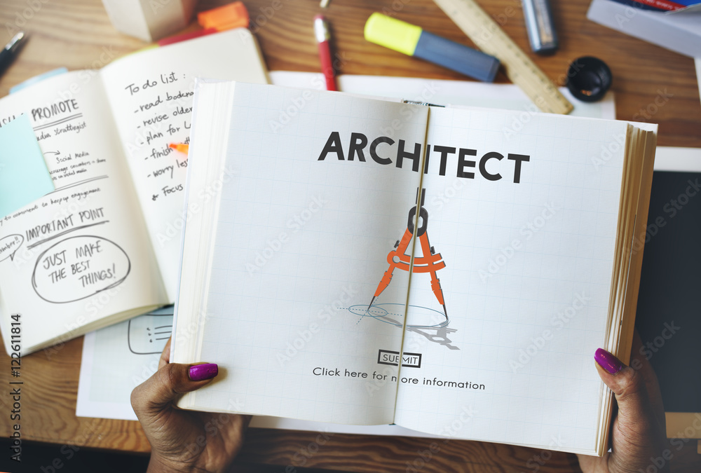 Poster architect architecture design infrastructure construction concep