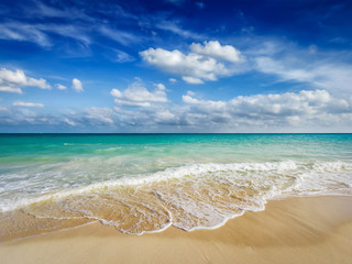 Beach and waves of Caribbean Sea