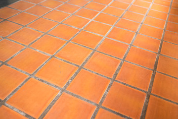 The orange vintage ceramic tiles floor decoration