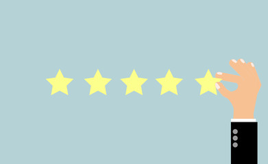 Businessman hand giving five star rating, Feedback concept, VECT