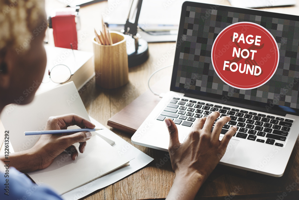 Poster page not found message 404 problem concept