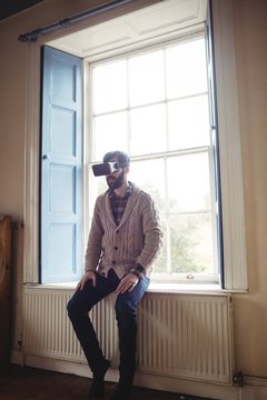 Man using virtual glasses