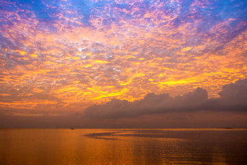 Fototapeta na wymiar Beautiful sky after Sunset over the lake, Thailand.