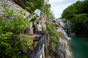 Fototapeta na wymiar Old water mill building on Mirna river, Kotli, Istra, Croatia