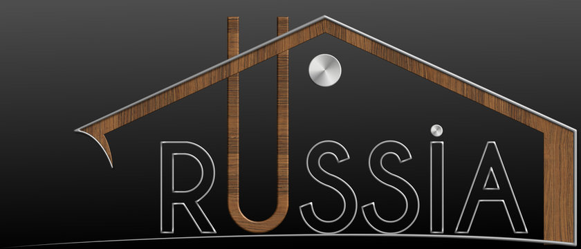 Russia con profilo edificio metallo e legno
