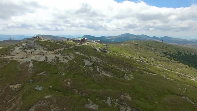 Babele chalet on Bucegi plateau, Romania, aerial view