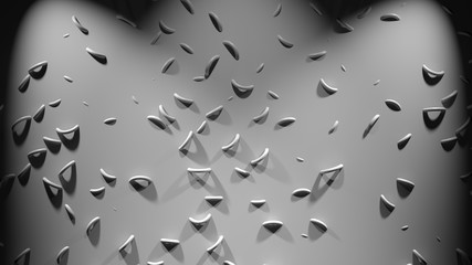 Wall with rings, lightened in white