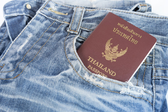 The old jeans with passport.