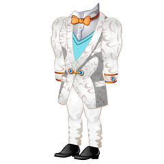 White wedding or ceremonial man suit. Vector