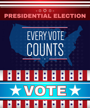 Digital vector usa presidential election with every vote counts, flat style