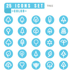 icons tree color thin white in the circle blue on white backgrou
