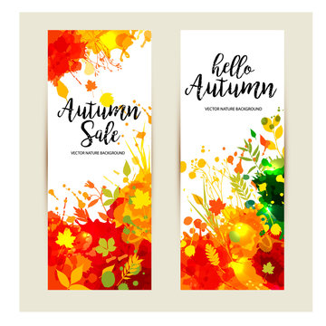 Calligraphic Text Sale on multicolor blots background. Hand draw