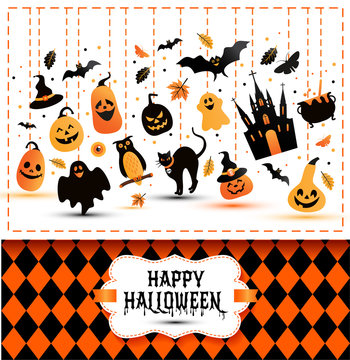 Halloween banner on colors and white background.