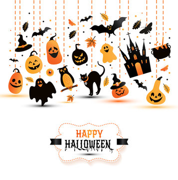 Halloween banner on white background. Invitation to night party