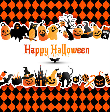 Halloween banner on colors background. Invitation to night party