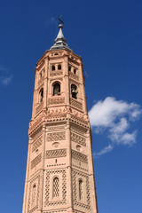 Fototapeta na wymiar Bell tower of San Andres church (Moorish style). Calatayud, Zarargoza province, Spain