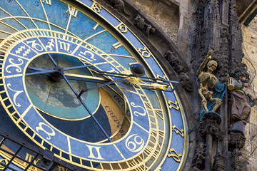 Detail of the Prague Astronomical Clock (Orloj) in the Old Town