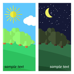 Fototapeta premium Edge of the Forest. The Sun Shines and The Moon Lights on a Clearing in the Forest. 